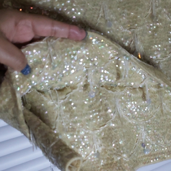 Cream Sequin Embellished Sleeveless Tank Top-1960s - Picture 7 of 13